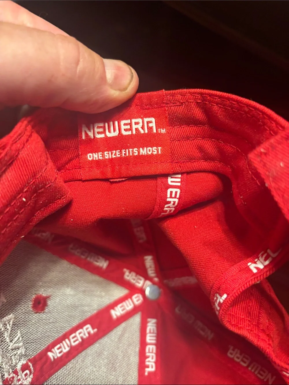 New Era Red 'National Champions' football Cap with White Embroidery